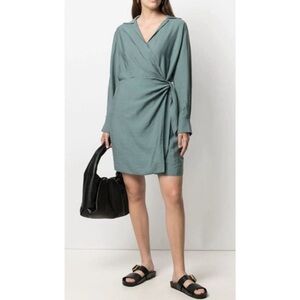 Vince slate blue gray wrap dress long sleeve NWT Small